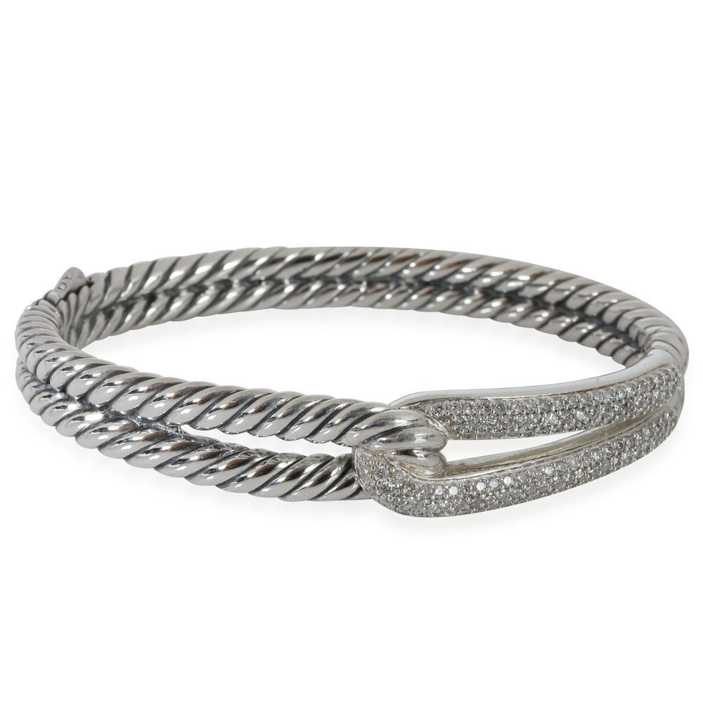 David Yurman Labyrinth Single Loop Diamond Bracelet in Sterling Silver 0.79 CTW